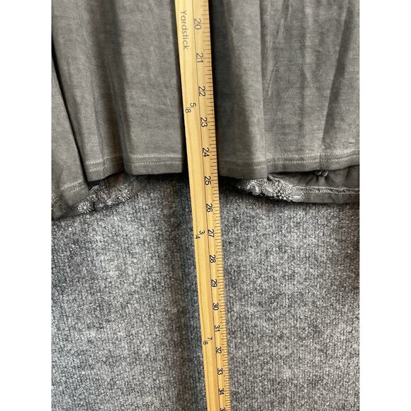 POL Embroidered Lace Trim Blouse Oversize Long-Sleeve lace Cuffs Charol Gray L - Picture 11 of 13